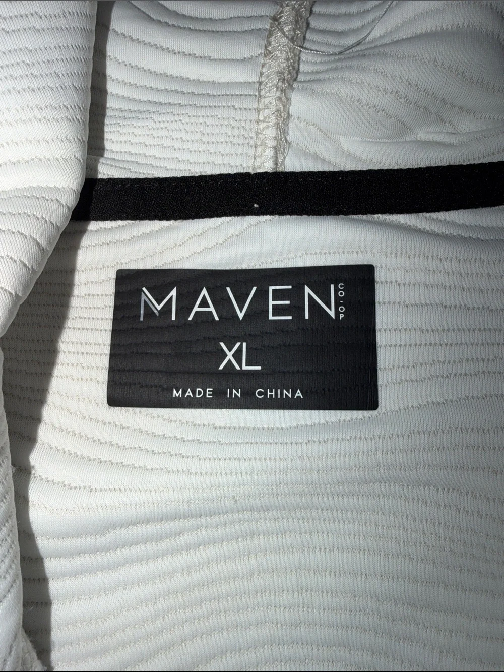 MVN Men's Two-Tone Half-Zip Hooded Sweater in Cream and Black